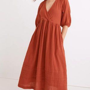 New Madewell Marianna Puff-Sleeve Midi Dress - Large
